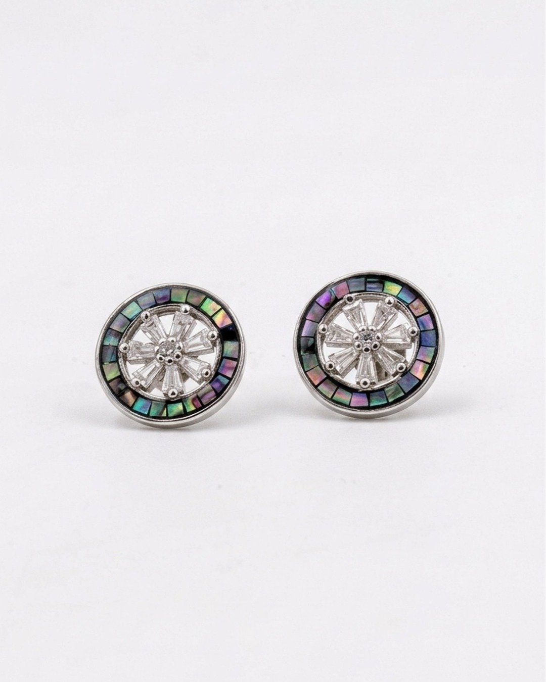 Aurora Mosaic Halo Stud Earrings — view 5
