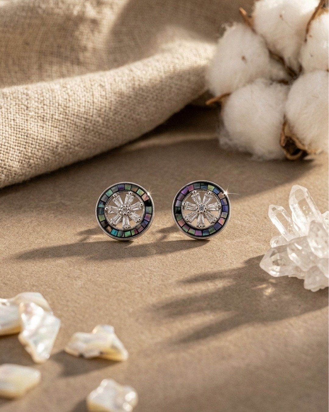 Aurora Mosaic Halo Stud Earrings