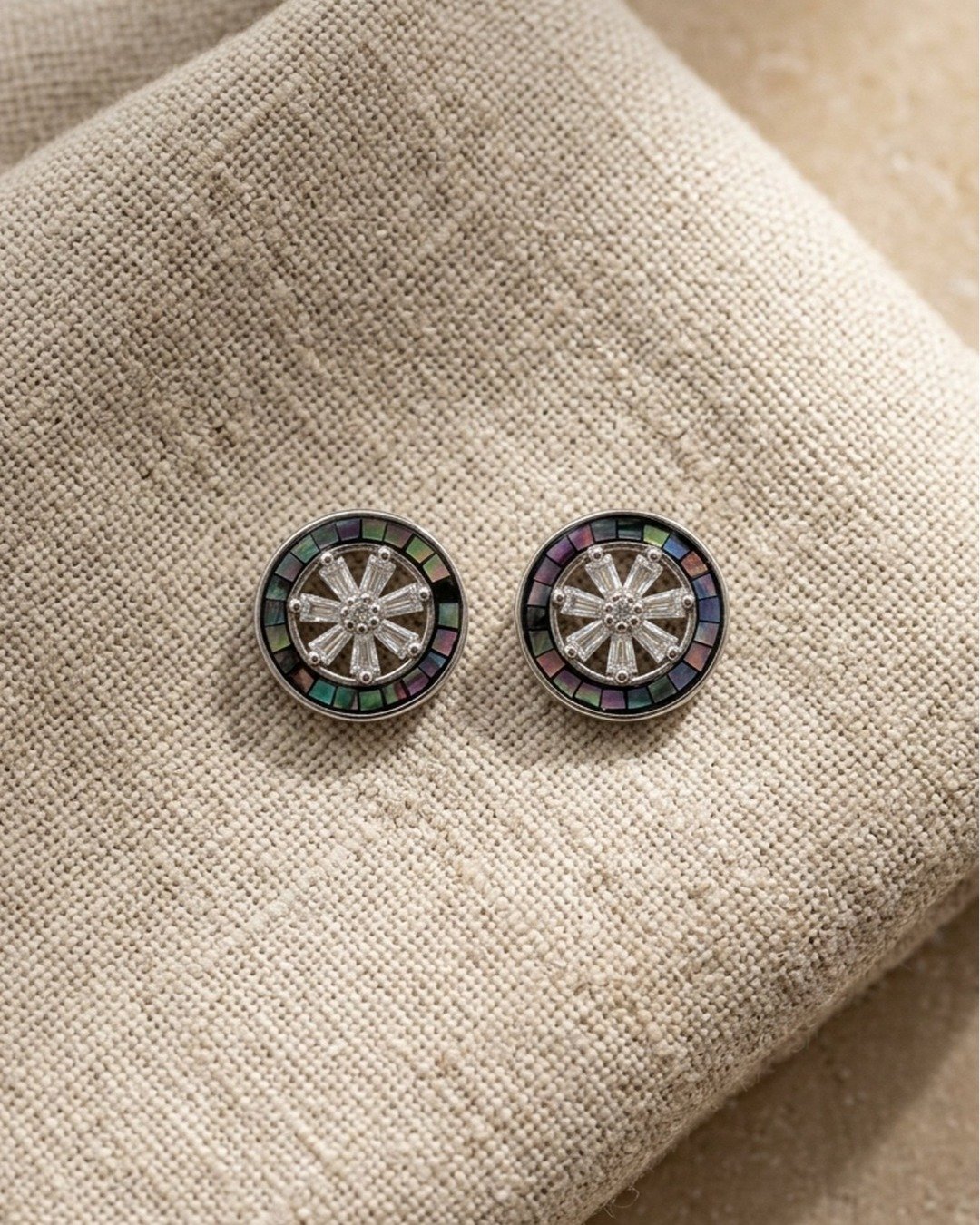 Aurora Mosaic Halo Stud Earrings — view 4
