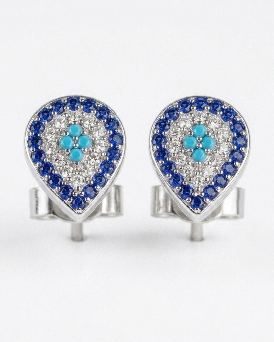 Azure Teardrop Sparkle Stud Earrings — view 5