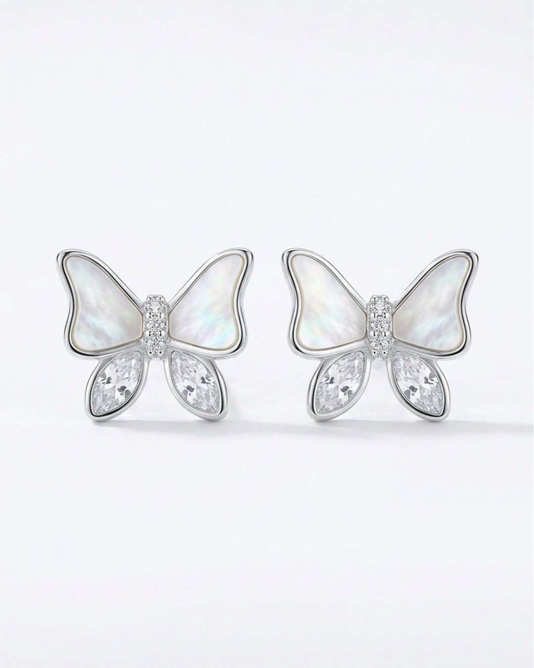 Mother of Pearl Butterfly Stud Earrings — view 6