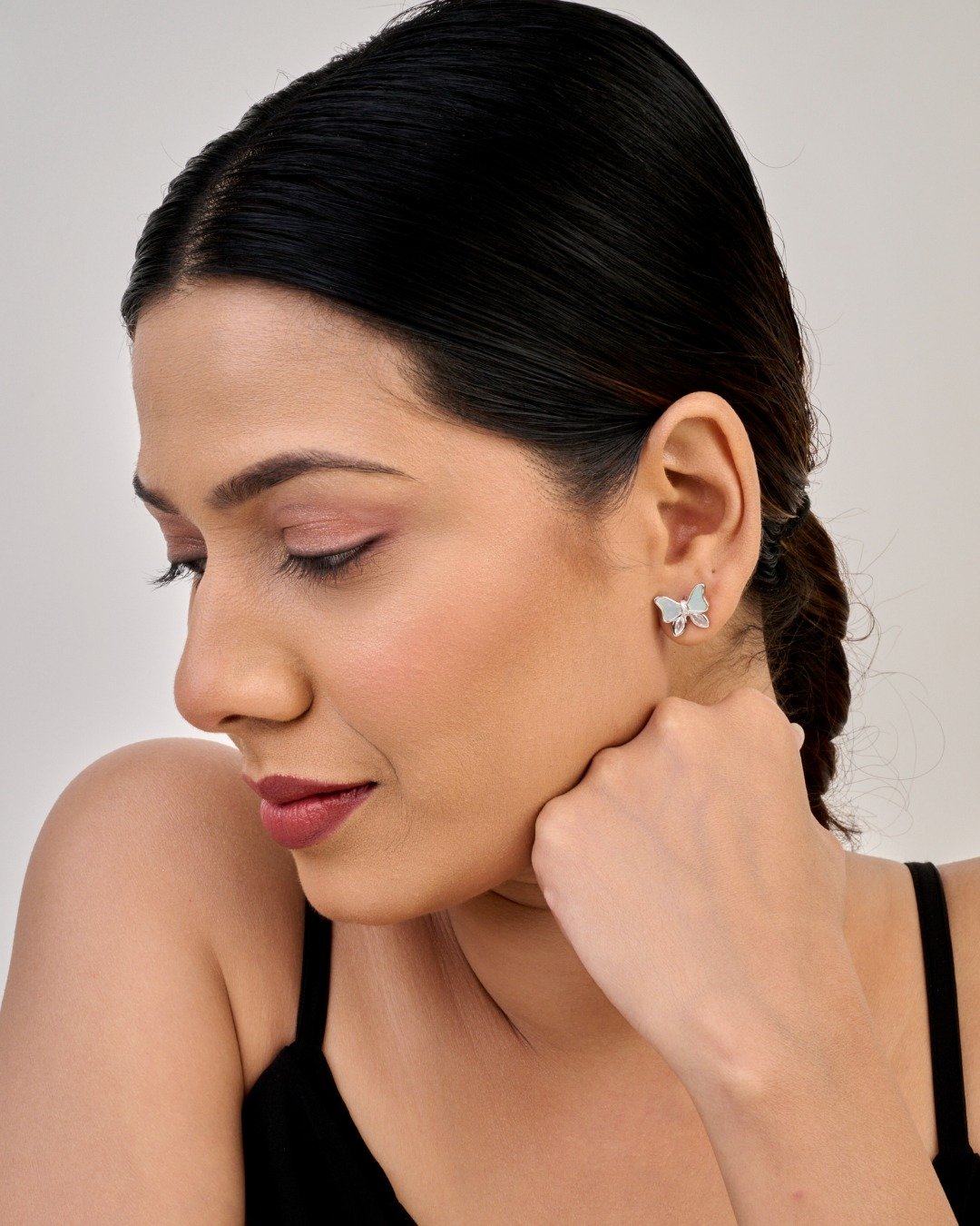 Mother of Pearl Butterfly Stud Earrings — view 4