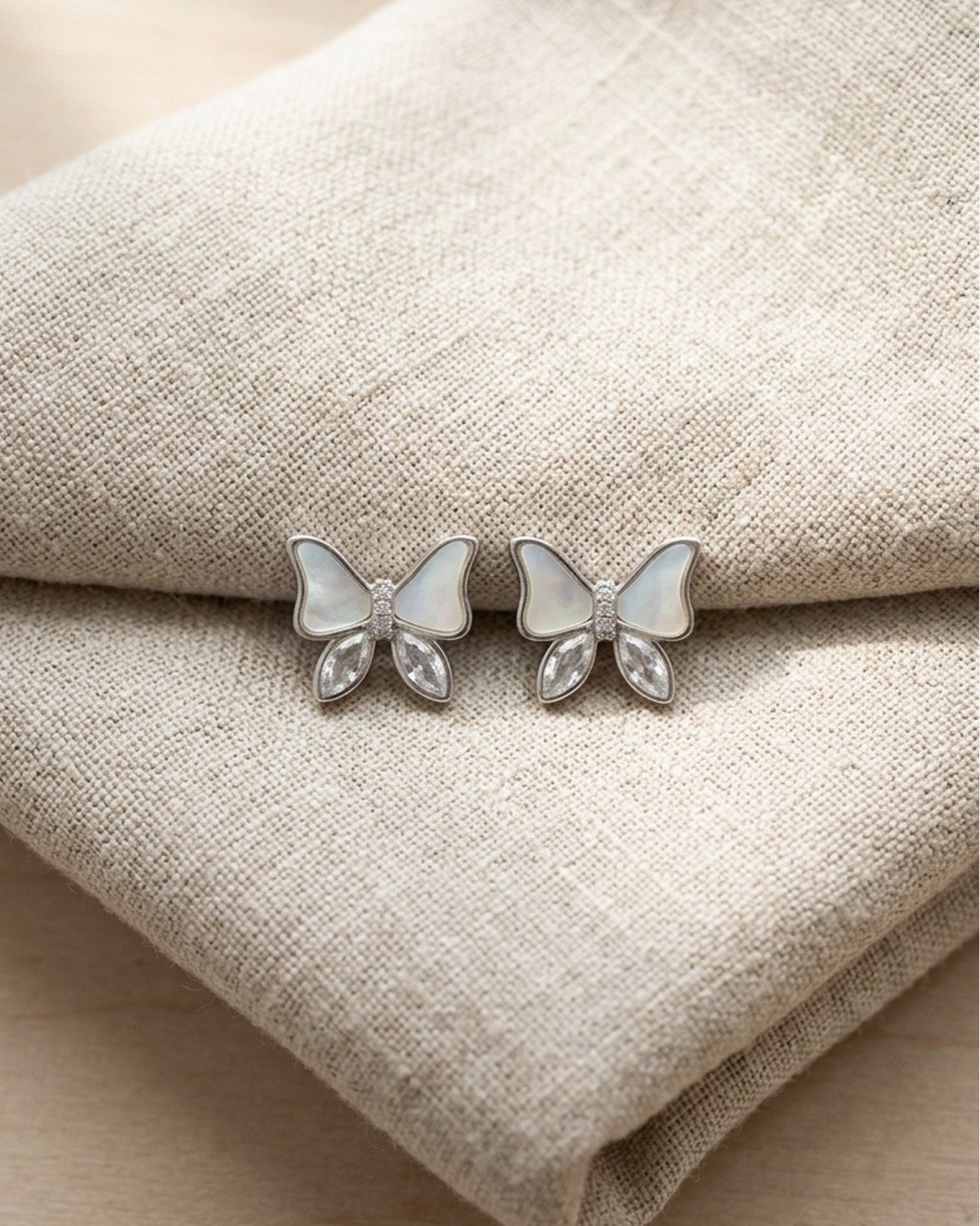 Mother of Pearl Butterfly Stud Earrings