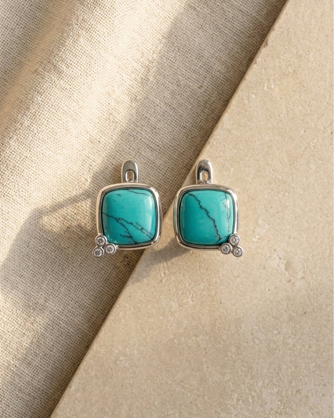 Turquoise Square Drop Earrings