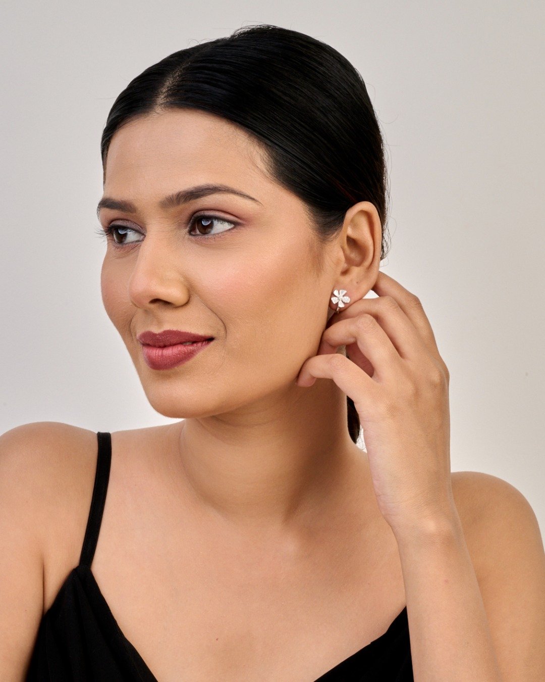 Pearl Bow Sparkle Hoops — view 3