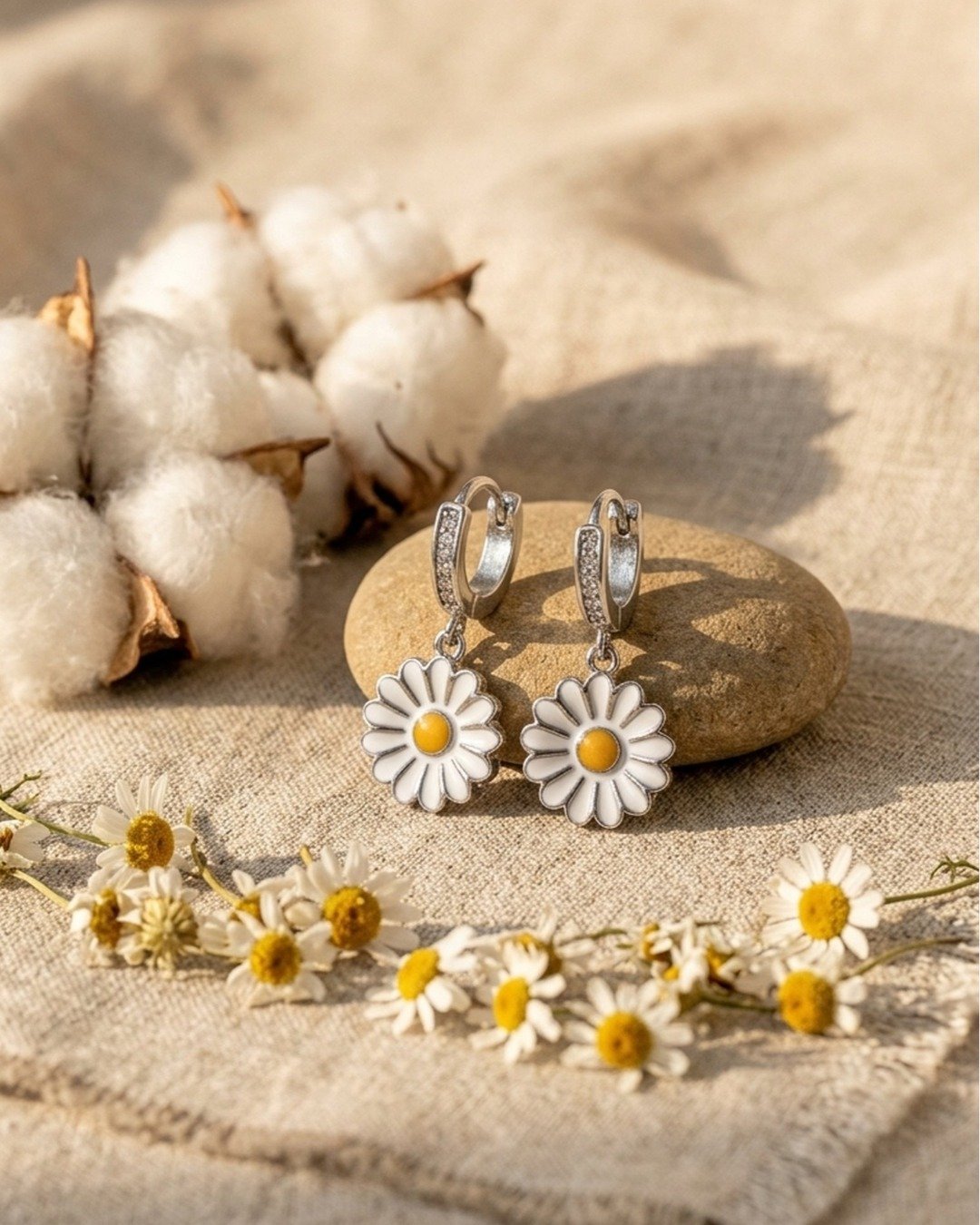 Daisy Bloom Enamel Drop Hoops