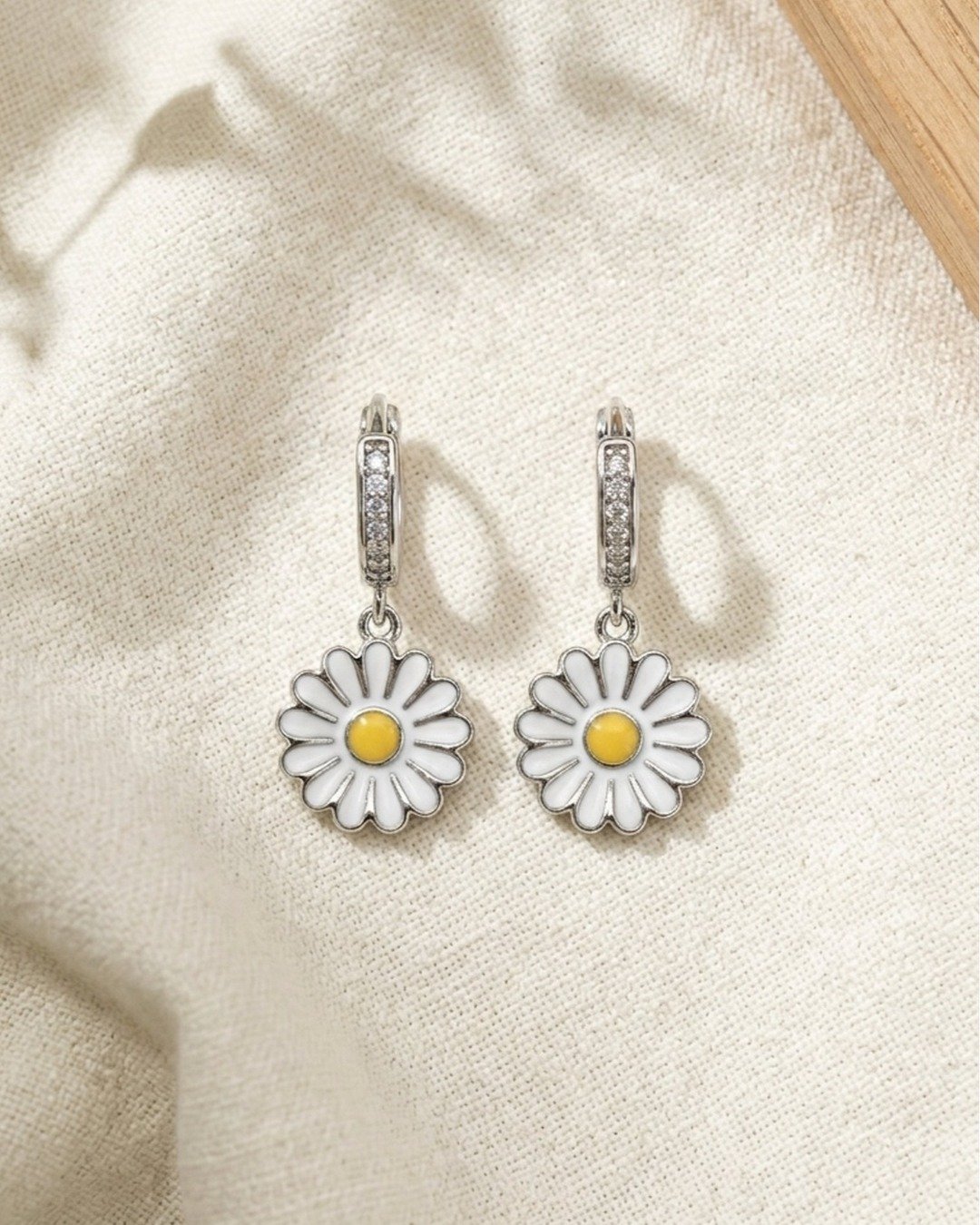 Daisy Bloom Enamel Drop Hoops — view 5