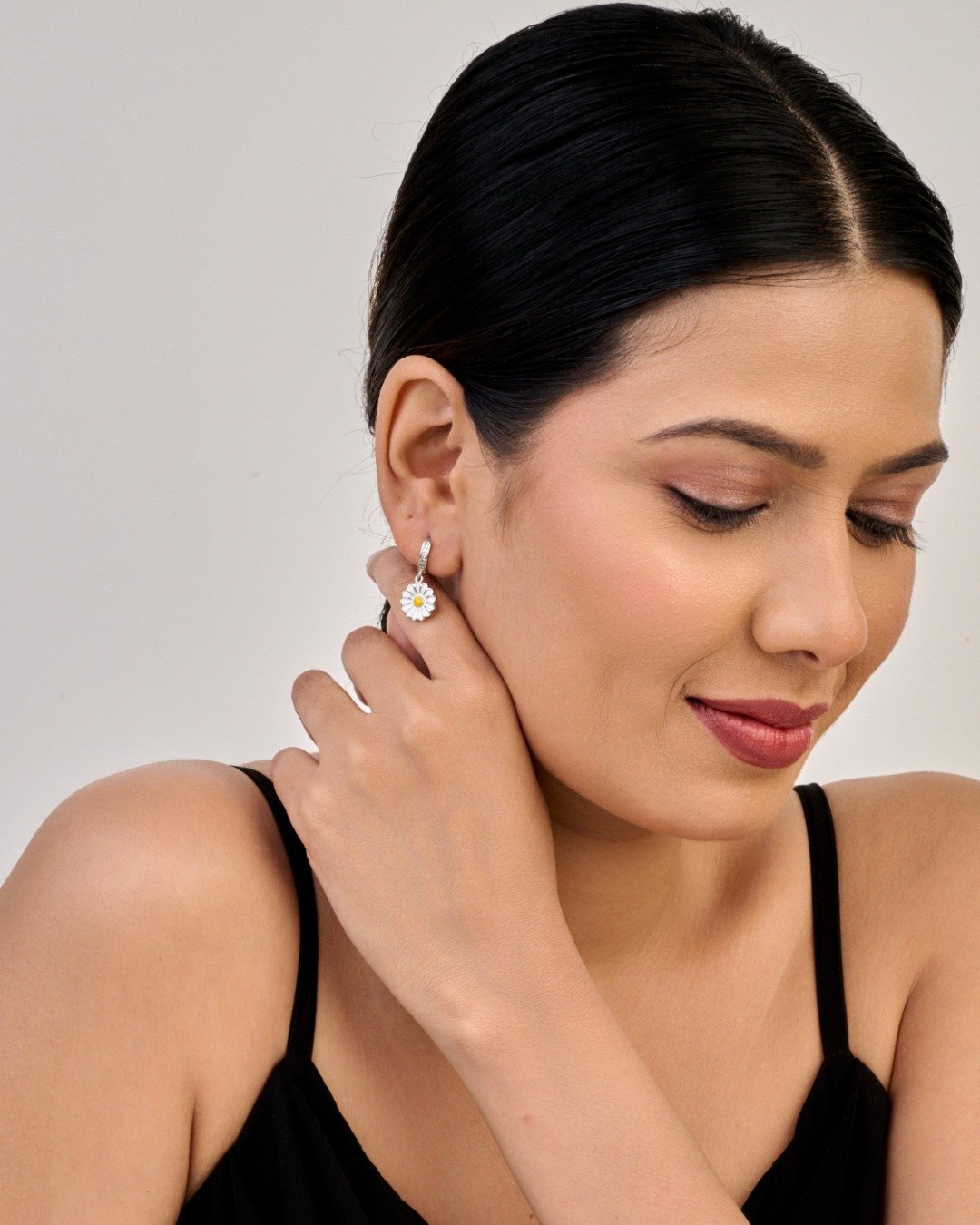 Daisy Bloom Enamel Drop Hoops — view 3