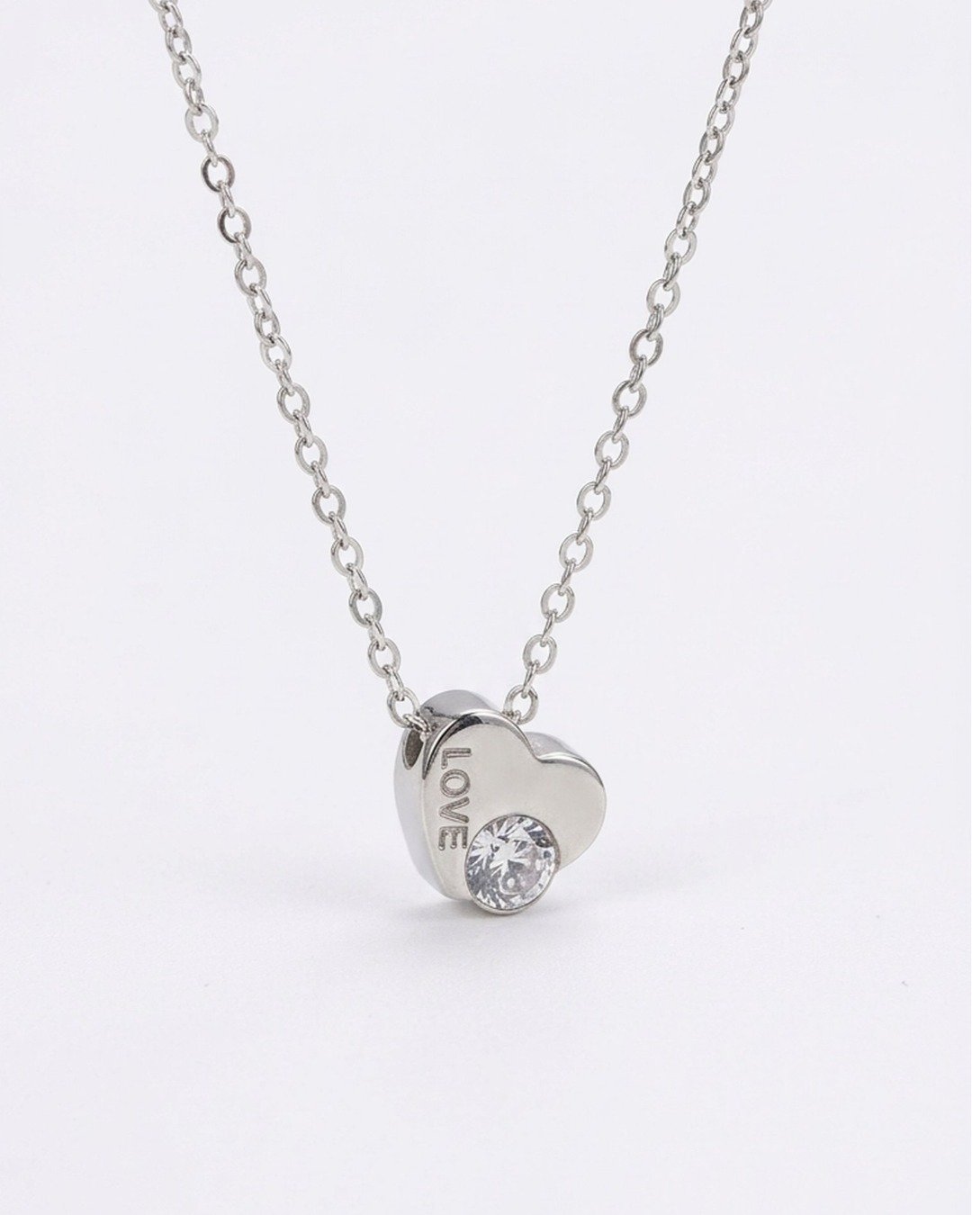 Romantic Heart Sparkle Pendant Necklace Set – 925 Sterling Silver