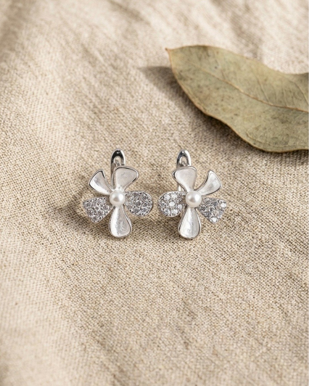 Blossom Shine Silver Hoops — view 5
