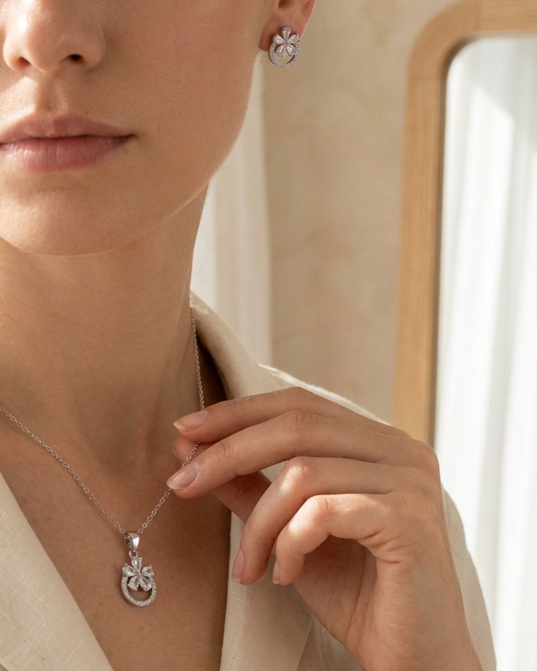 Ocean Butterfly Halo Silver Hoops — view 4