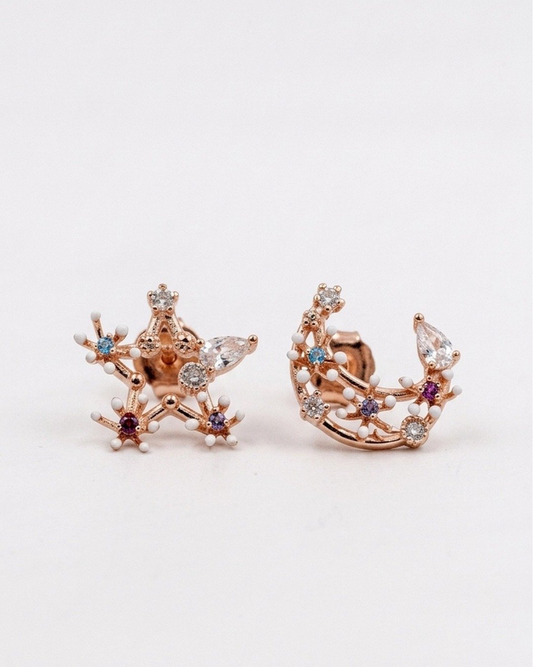 Celestial Harmony Moon & Star Studs — view 5