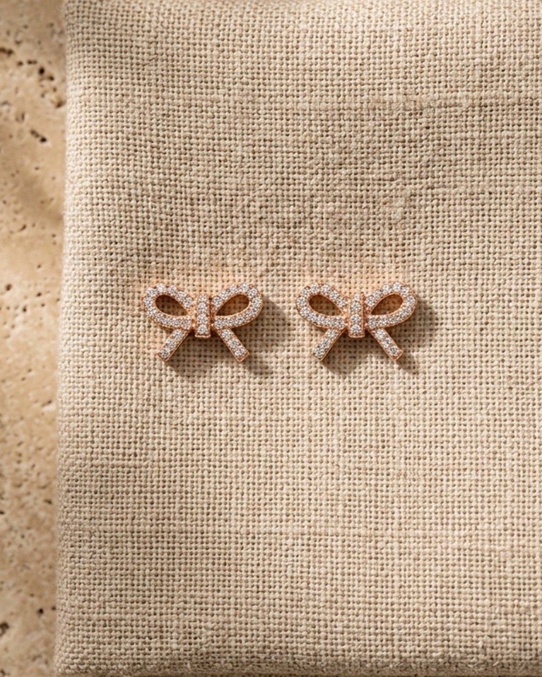 Crystal Bow Rose Gold Studs