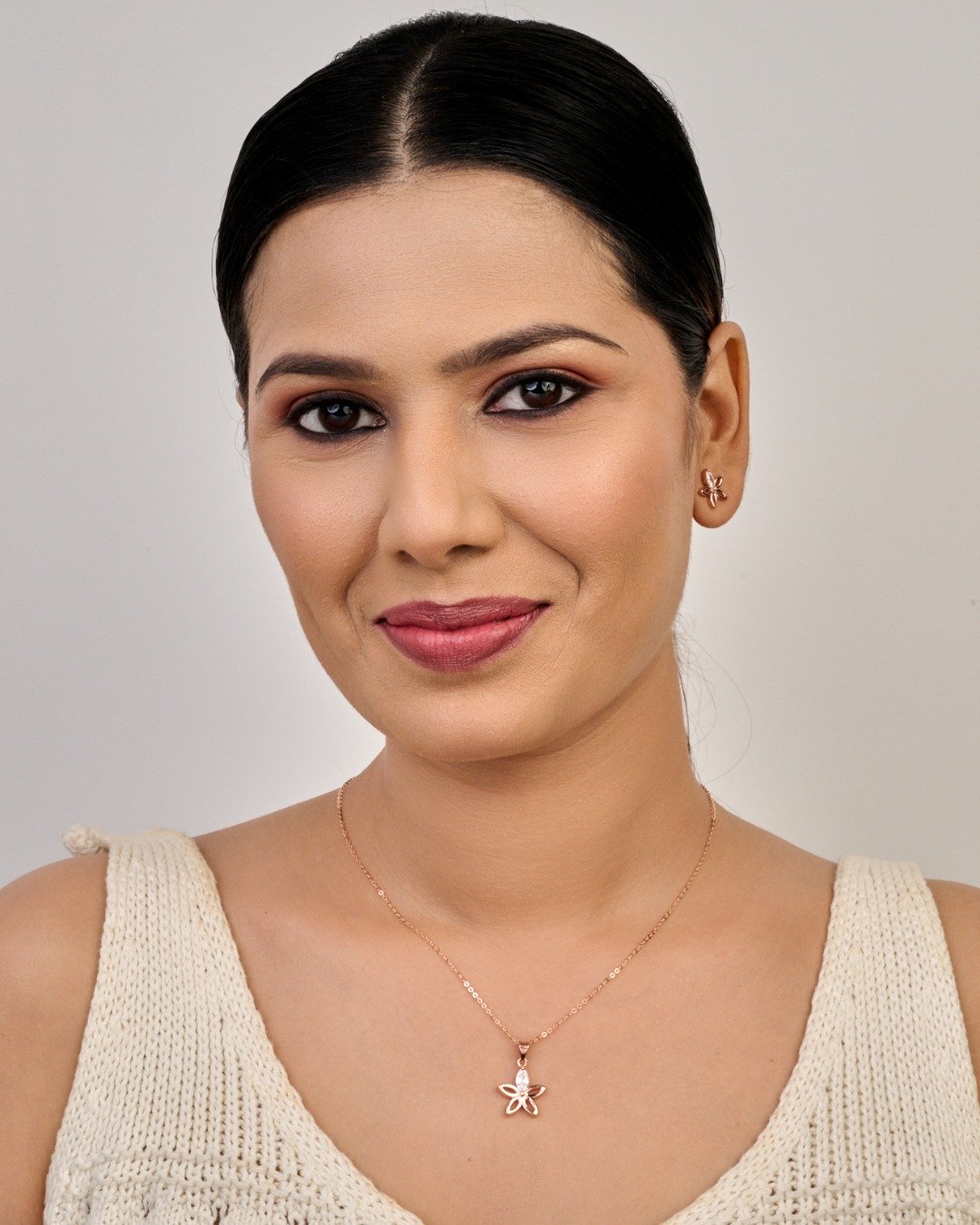 Rose Gold Petal Bloom Pendant Set – 925 Sterling Silver — view 3