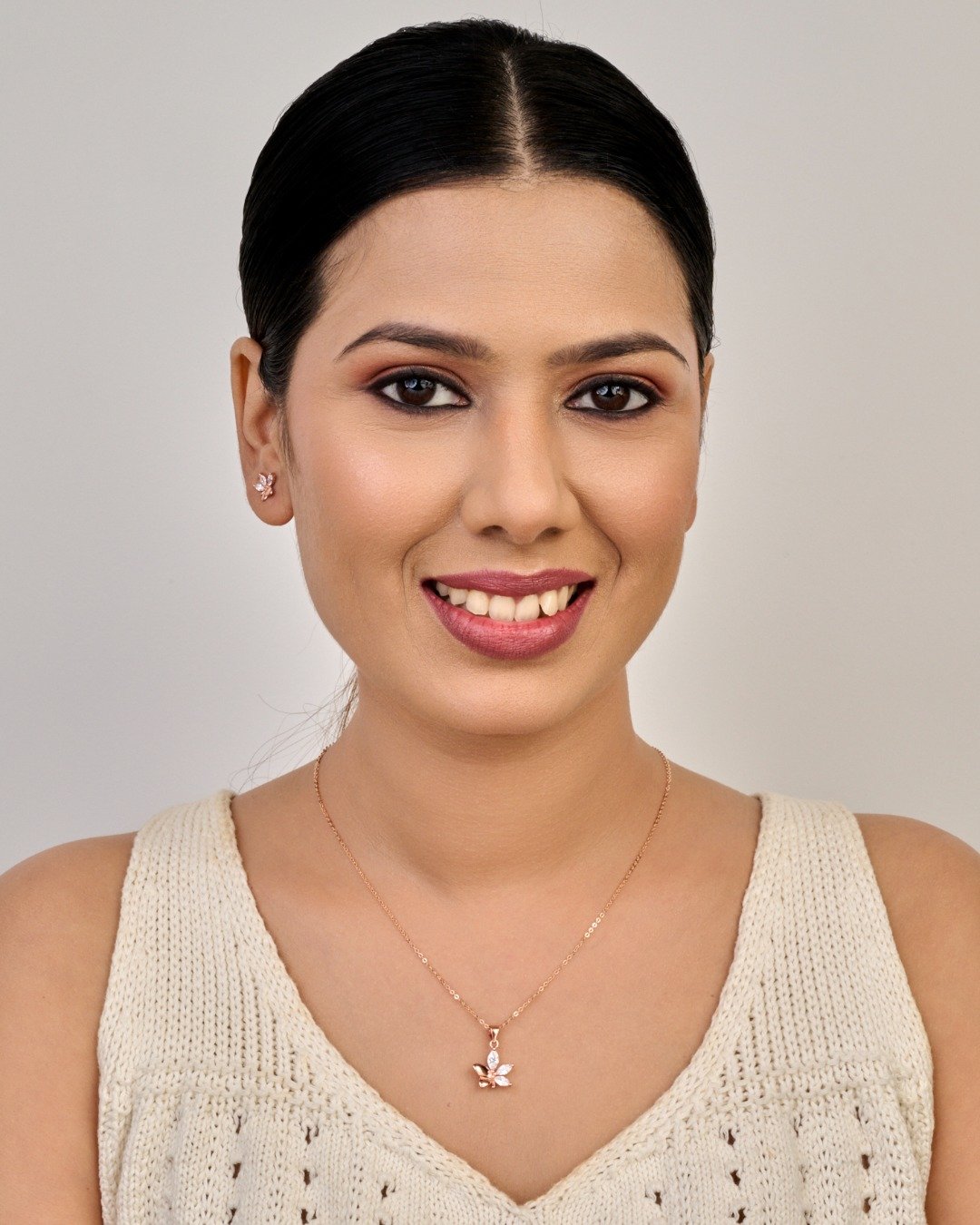 Rose Gold Floral Drop Pendant Sets – 925 Sterling Silver — view 3