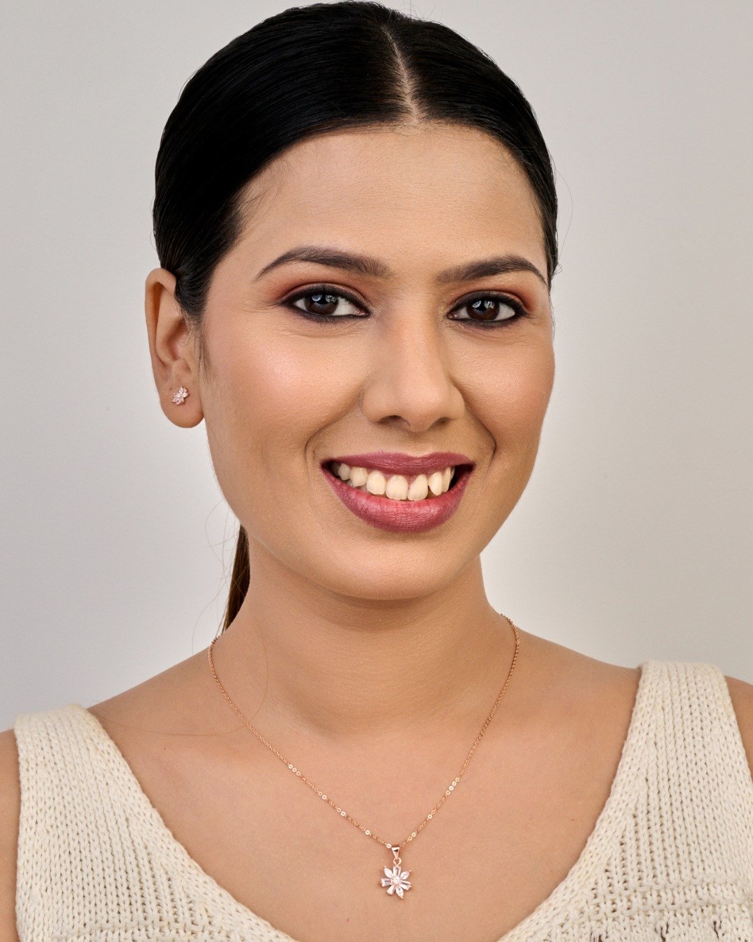 Rose Gold Radiant Flower Pendant Set – 925 Sterling Silver — view 3