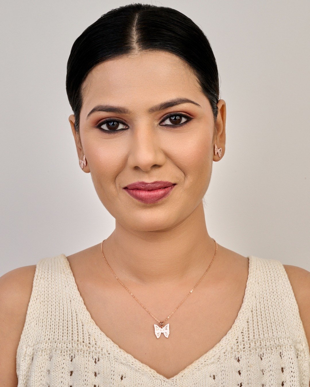 Rose Gold Crystal Butterfly Pendant Set – 925 Sterling Silver — view 3