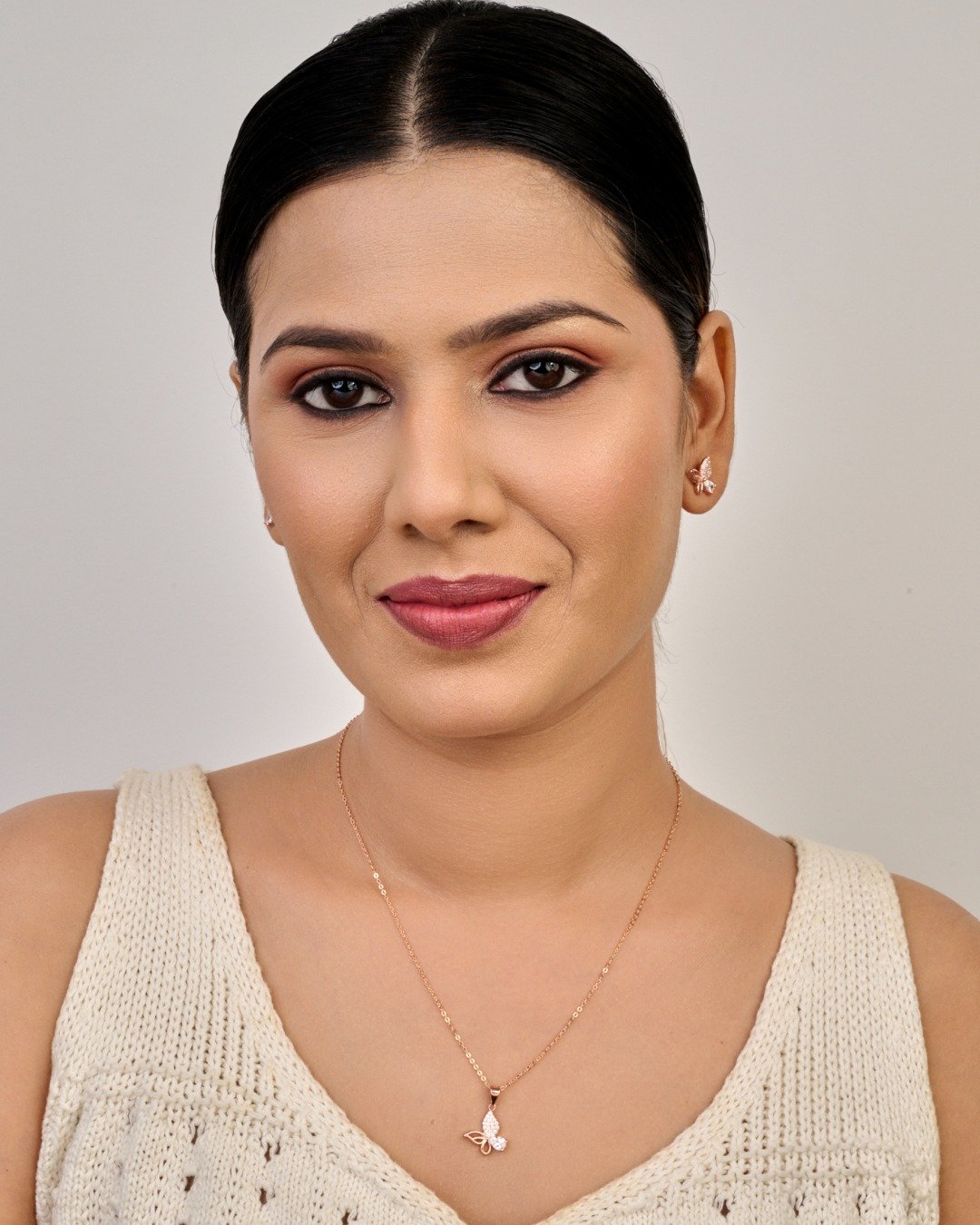 Rose Gold Elegant Butterfly Drop Pendant Set – 925 Sterling Silver — view 3