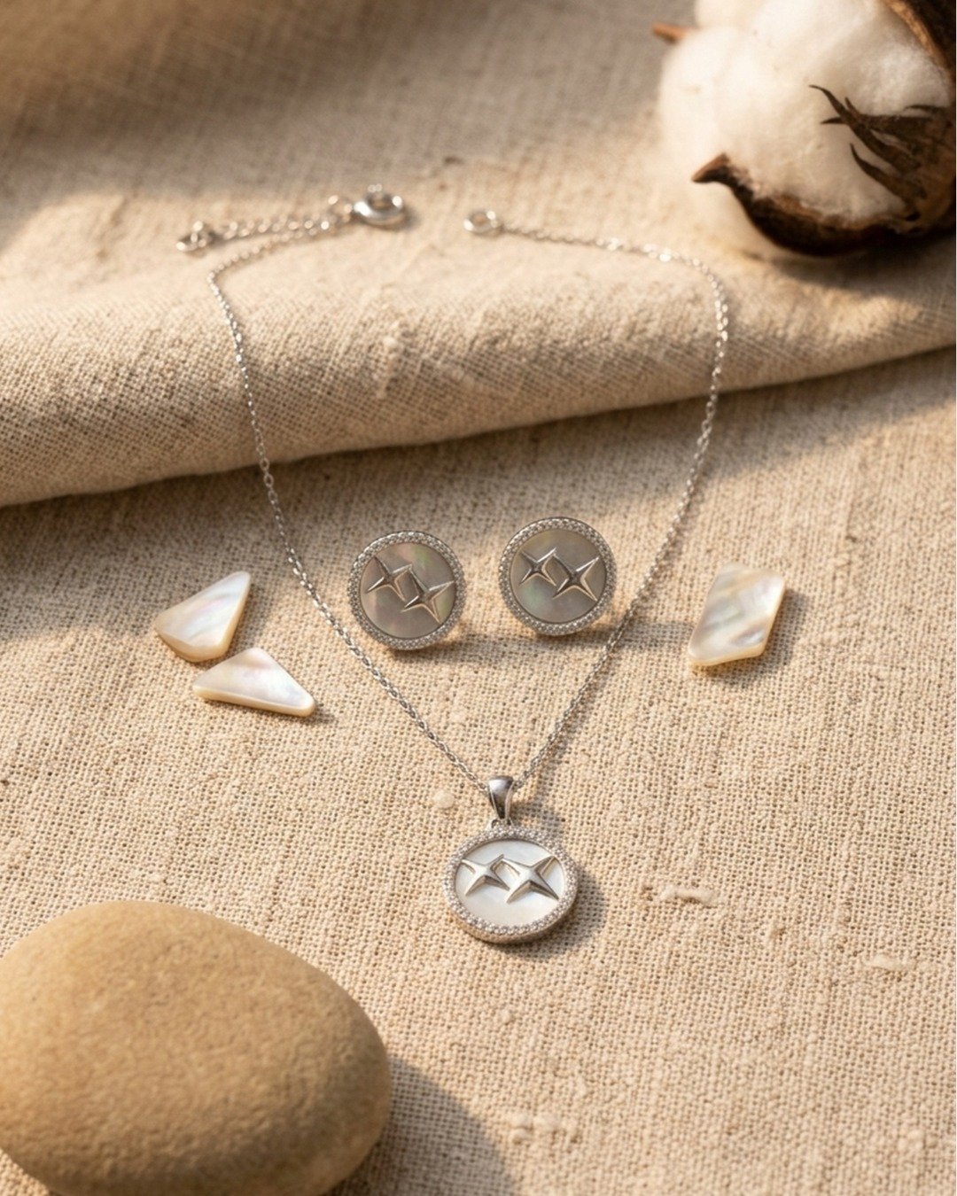 Celestial Star Coin Pendant Set – 925 Sterling Silver