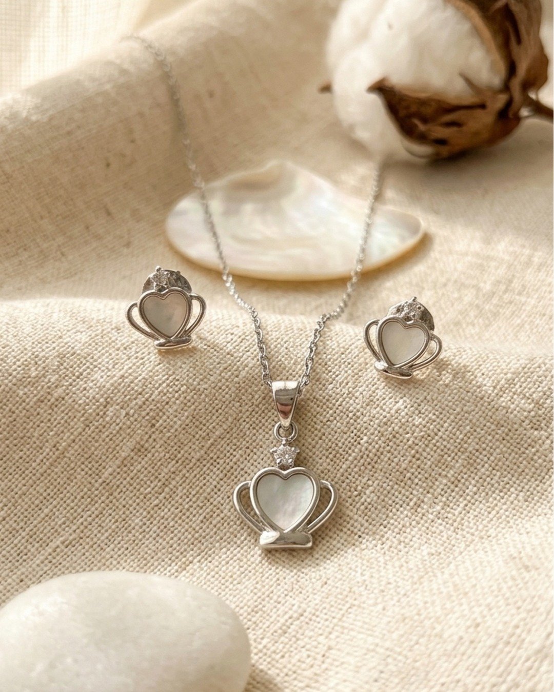 Royal Heart Crown Pendant Set – 925 Sterling Silver — view 5