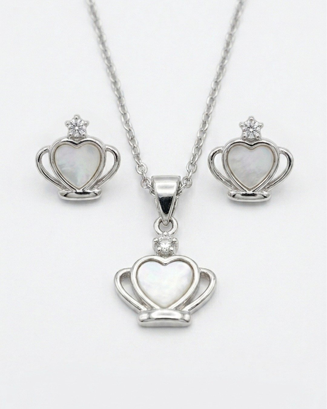 Royal Heart Crown Pendant Set – 925 Sterling Silver — view 4