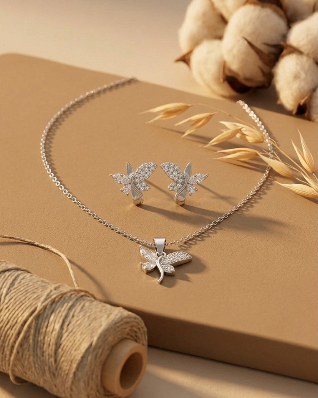 Crystal Dragonfly Pendant Set – 925 Sterling Silver