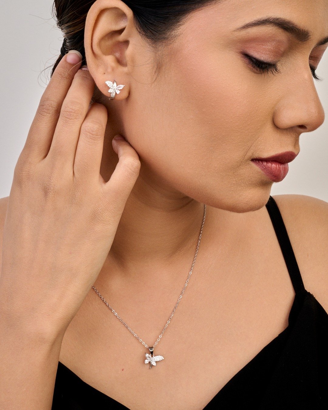 Crystal Dragonfly Pendant Set – 925 Sterling Silver — view 3