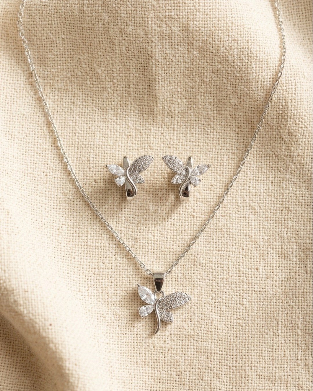 Crystal Dragonfly Pendant Set – 925 Sterling Silver — view 4