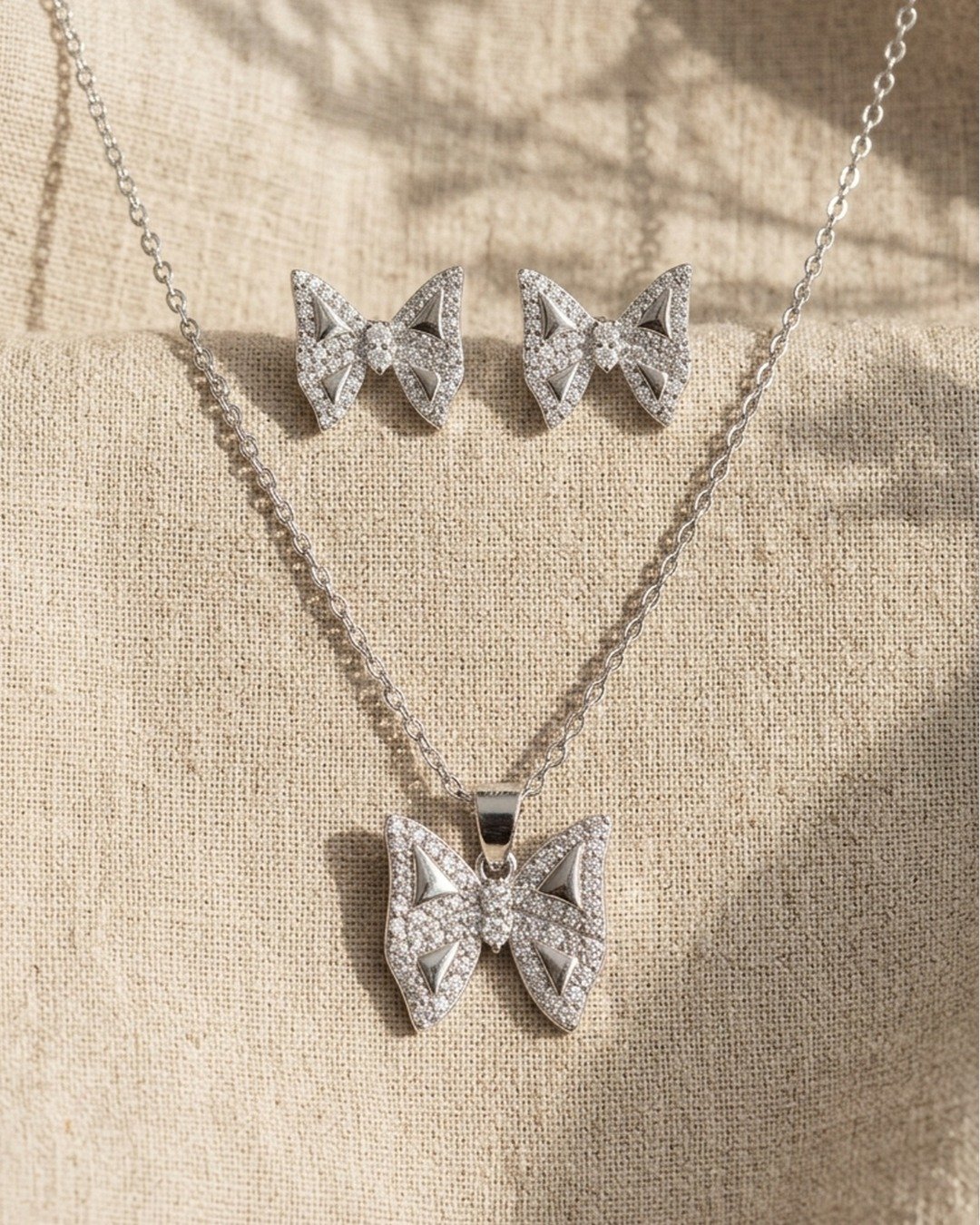 Sparkling Butterfly Pendant Set – 925 Sterling Silver — view 5