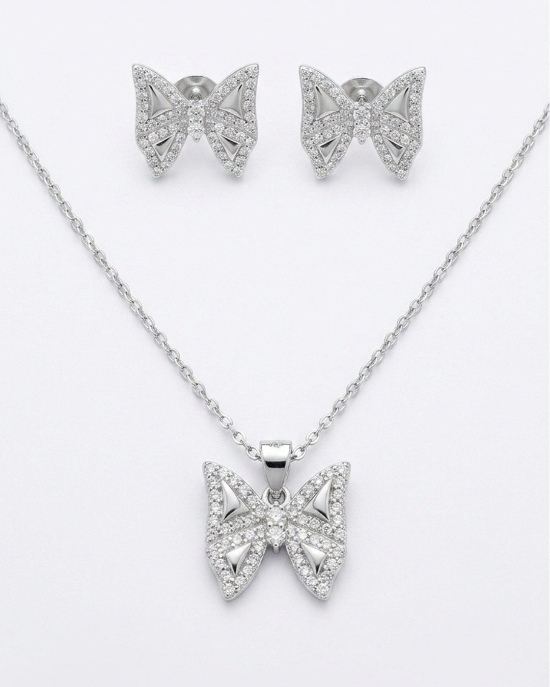 Sparkling Butterfly Pendant Set – 925 Sterling Silver — view 4