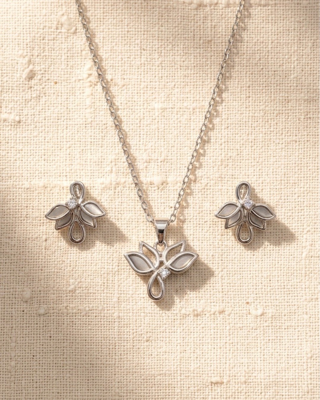 Elegant Floral Butterfly Pendant Set – 925 Sterling Silver — view 5