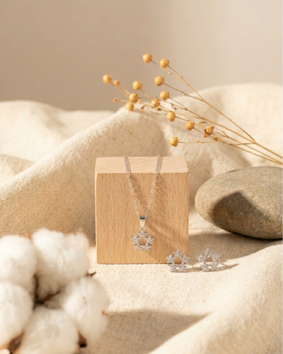 Crystal Snowflake Pendant Set – 925 Sterling Silver — view 4