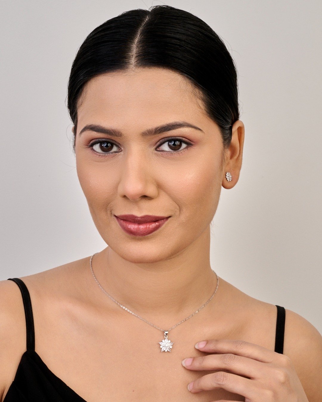 Radiant Floral Crystal Pendant Set – 925 Sterling Silver — view 3