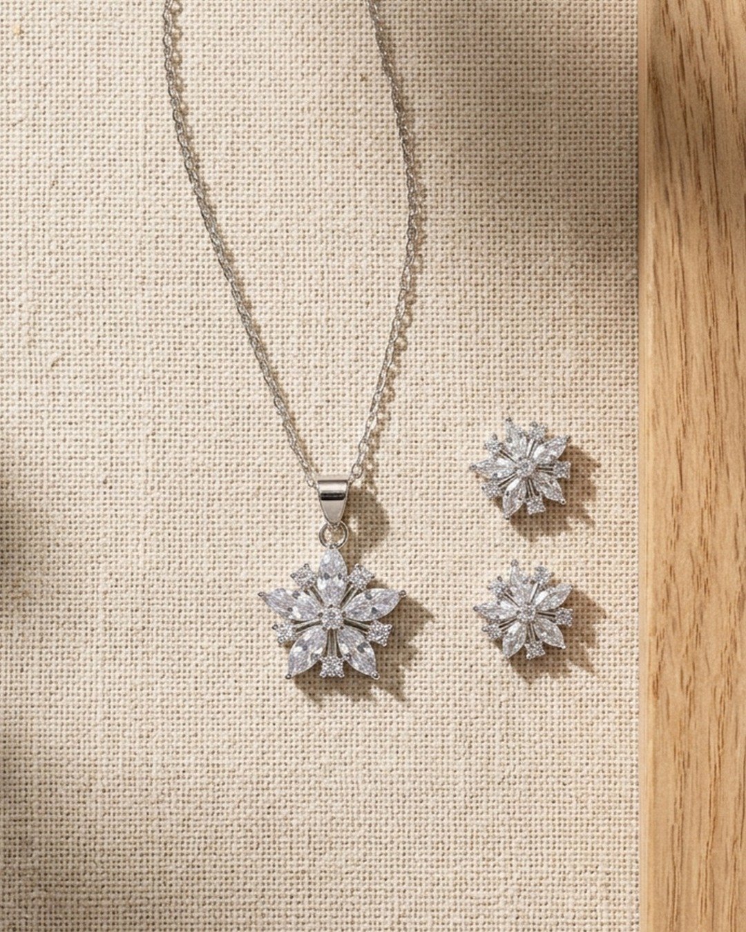 Radiant Floral Crystal Pendant Set – 925 Sterling Silver — view 5