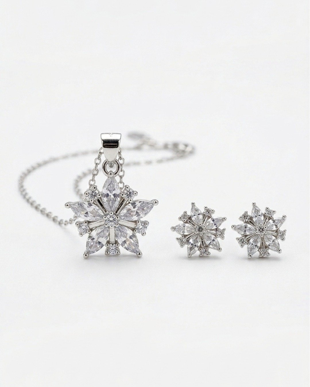 Radiant Floral Crystal Pendant Set – 925 Sterling Silver — view 4