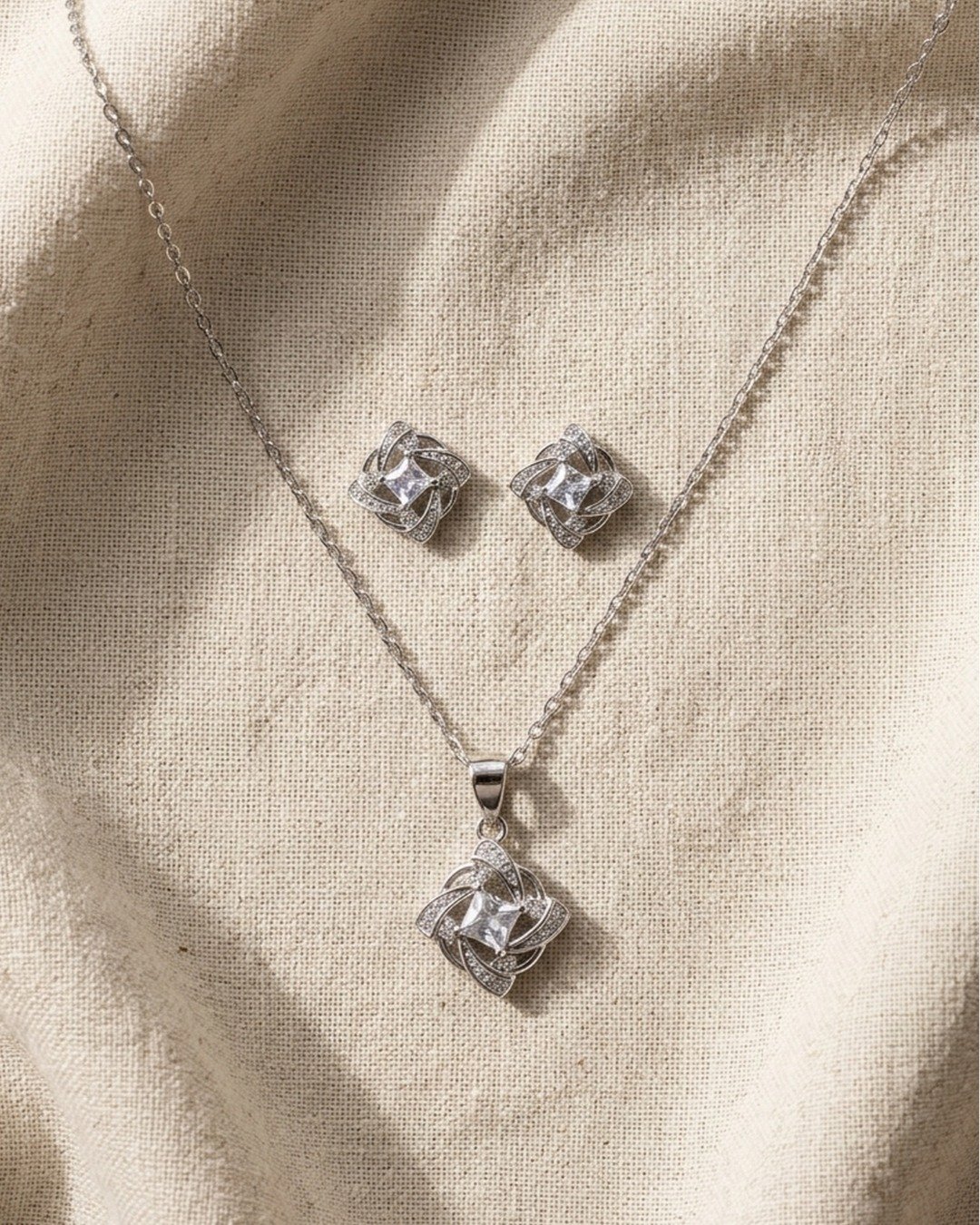 Elegant Twisted Crystal Pendant Set – 925 Sterling Silver — view 5