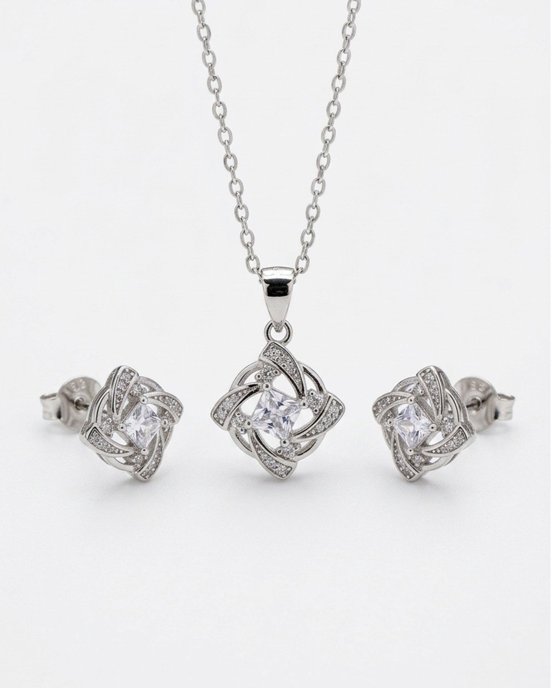 Elegant Twisted Crystal Pendant Set – 925 Sterling Silver — view 4