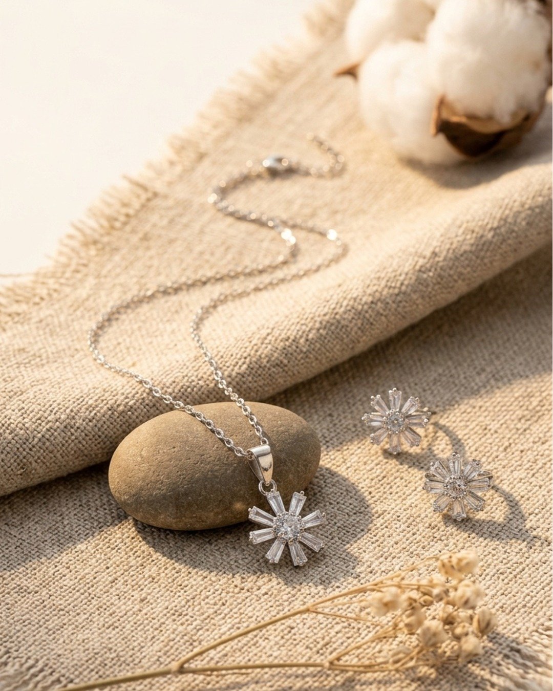 Radiant Starburst Crystal Pendant Set – 925 Sterling Silver — view 4