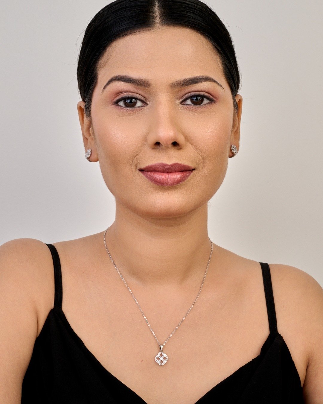 Geometric Crystal Grid Pendant Set – 925 Sterling Silver — view 3