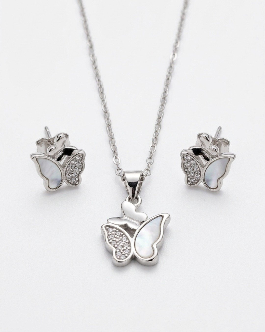 Elegant Double Butterfly Pendant Set – 925 Sterling Silver — view 4
