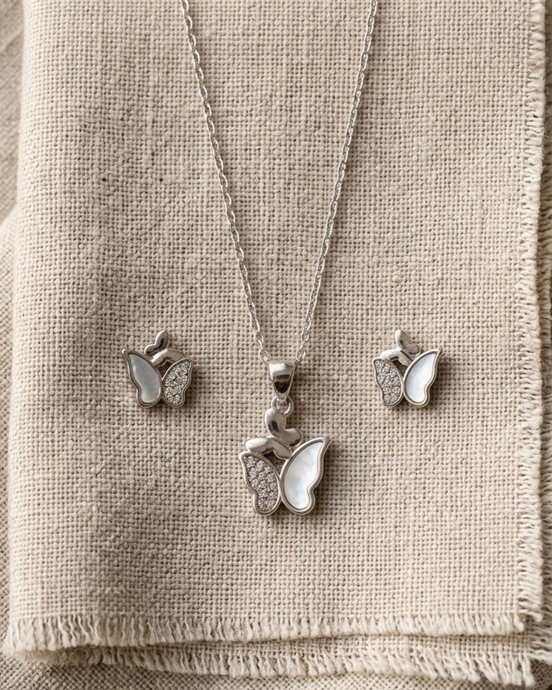 Elegant Double Butterfly Pendant Set – 925 Sterling Silver — view 5