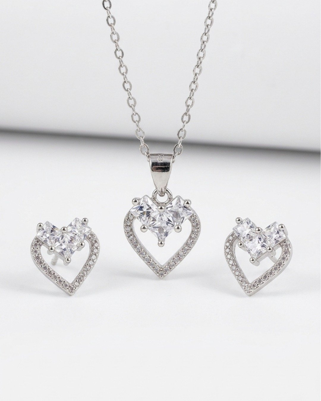 Royal Heart Crown Crystal Pendant Set – 925 Sterling Silver — view 5