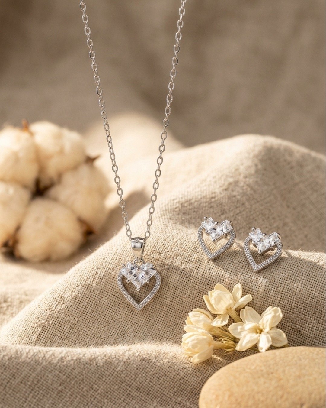 Royal Heart Crown Crystal Pendant Set – 925 Sterling Silver — view 4