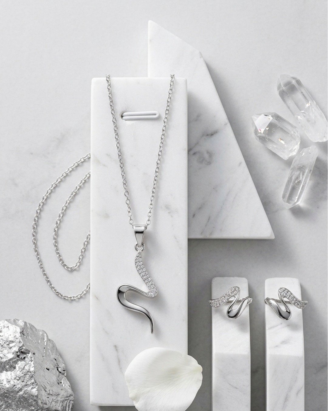 Elegant Snake Curve Pendant Set – 925 Sterling Silver — view 6