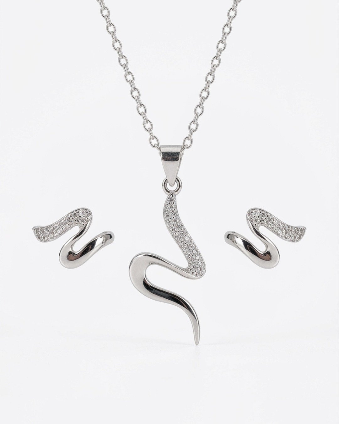 Elegant Snake Curve Pendant Set – 925 Sterling Silver — view 5