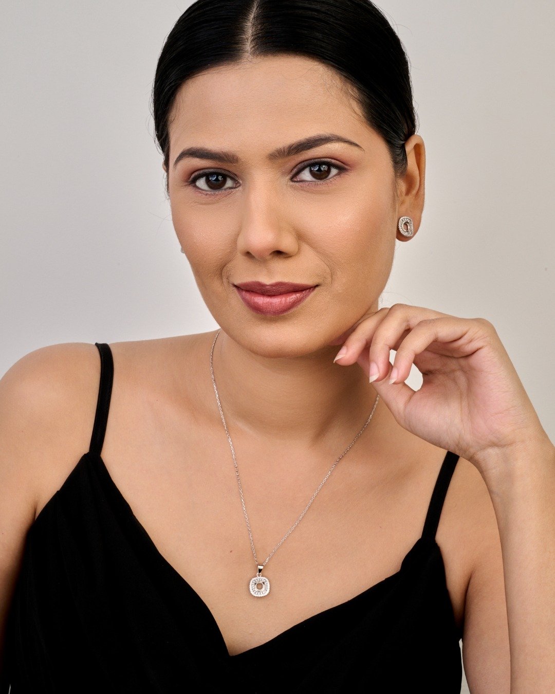 Radiant Cushion Halo Pendant Set – 925 Sterling Silver — view 3