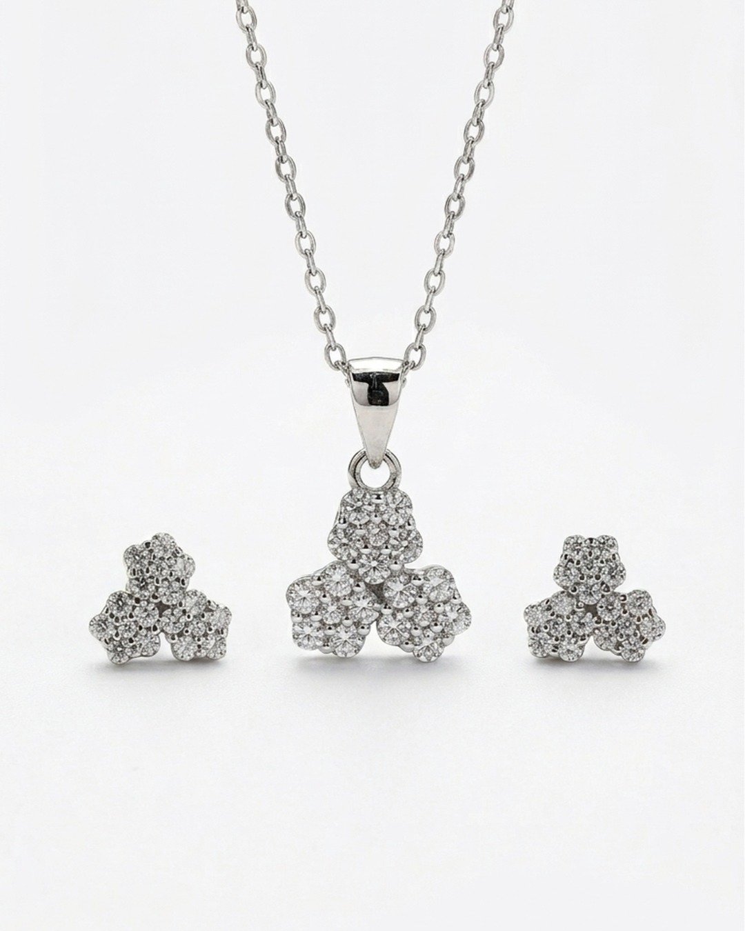 Sparkling Clover Crystal Pendant Set – 925 Sterling Silver — view 6