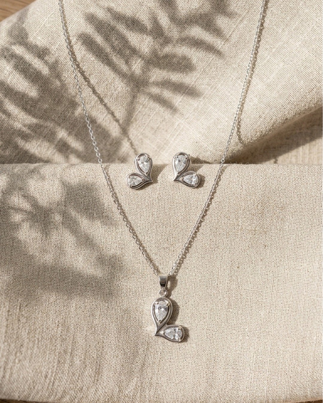 Elegant Dual Drop Crystal Pendant Set – 925 Sterling Silver — view 3