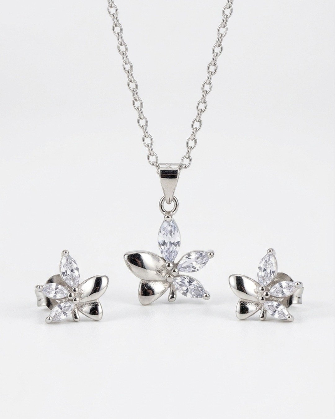 Elegant Floral Crystal Pendant Set – 925 Sterling Silver — view 5