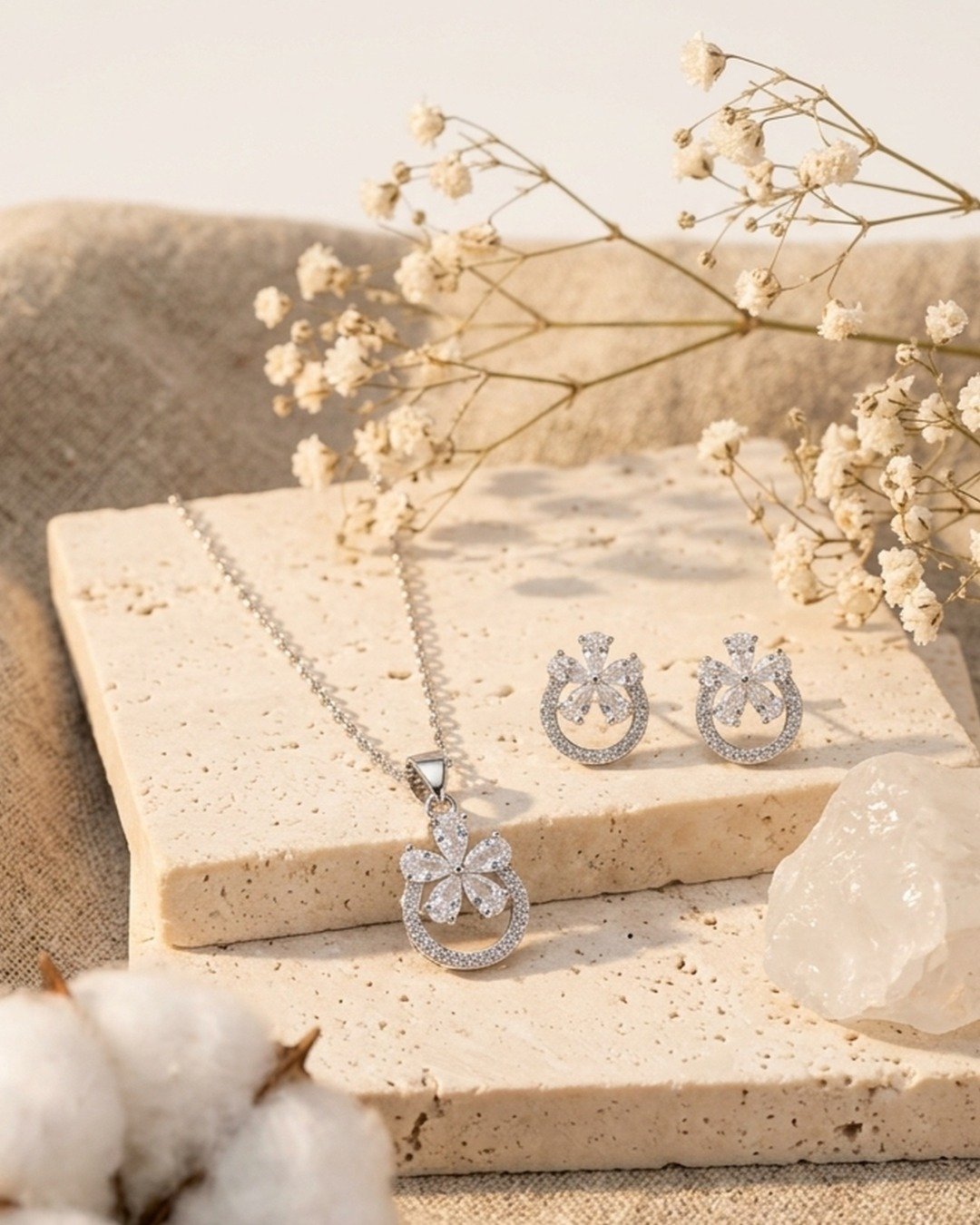 Elegant Swirl Bloom Pendant Set – 925 Sterling Silver — view 4